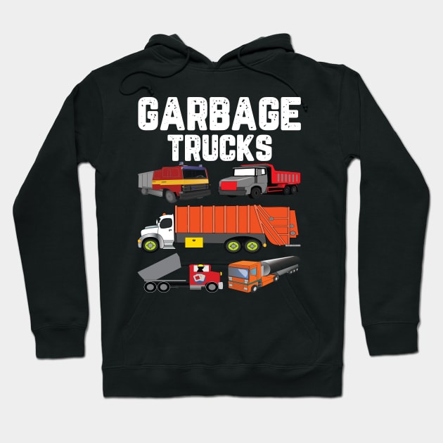 Garbage Truck Kids Toddler Toy Digger Tractor Truck Bulldozer Recycling Trash Truck Hoodie by BestSellerDesign